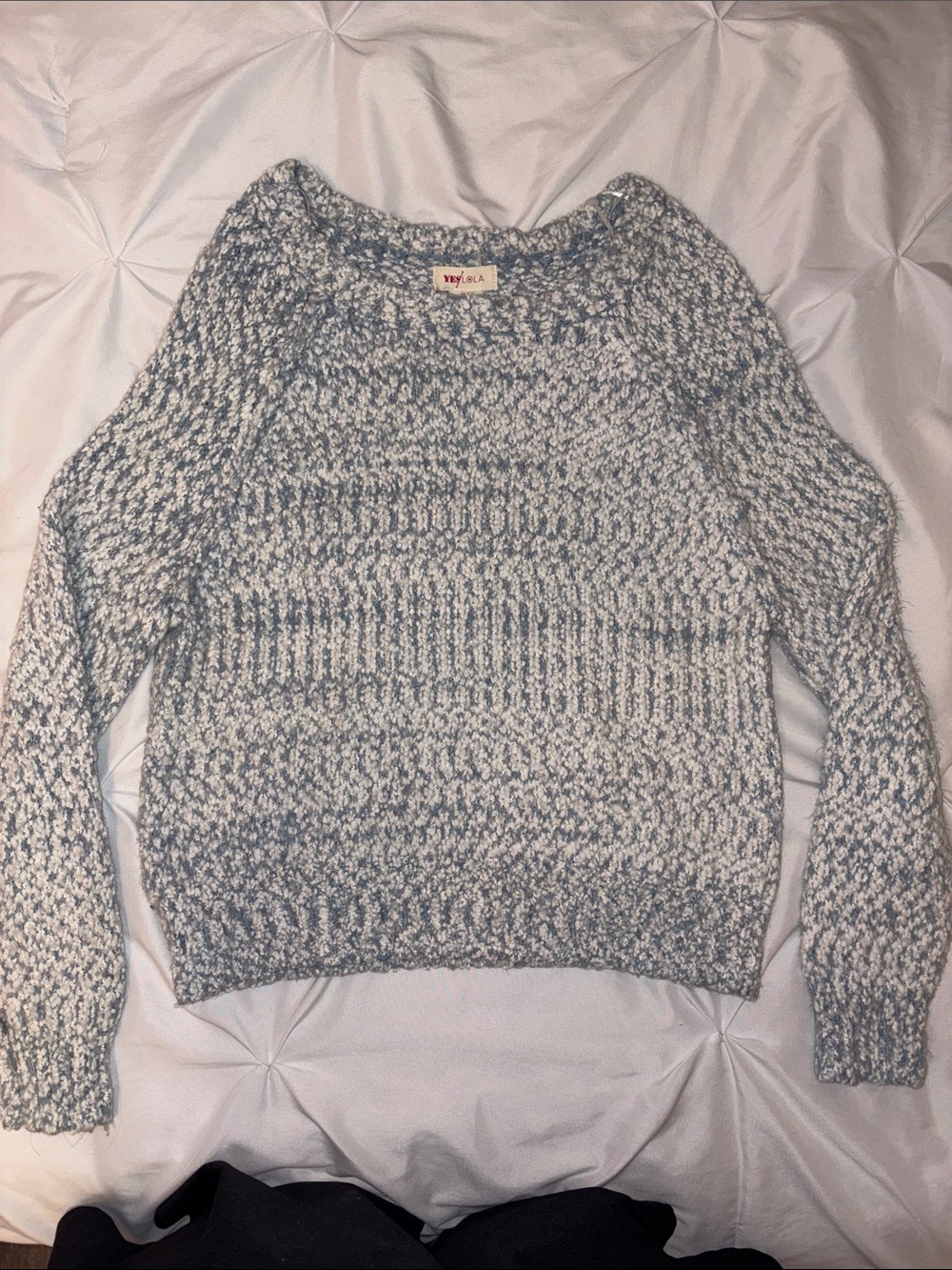 Gray & White Marled Crewneck Sweater
